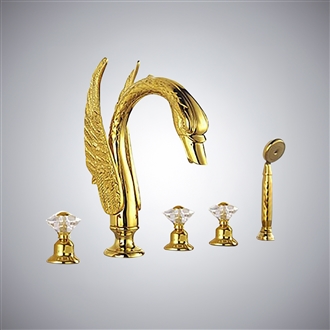 Fontana Gold Plated Swan Bathtub Faucet System