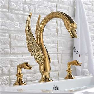 Fontana Luxury Golden Swan Shape Dual Handle Faucet