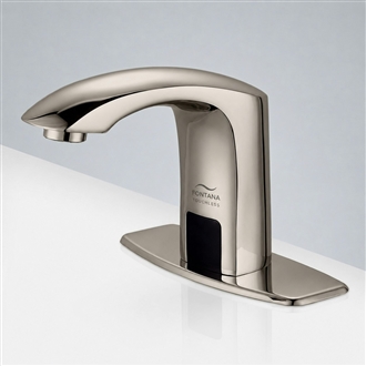 Fontana Contemporary Brushed Nickle Commercial Bathroom Sensor Faucet