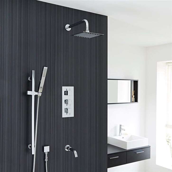 Fontana Liverpool Wall Mount Thermostatic Rainfall Shower Set System