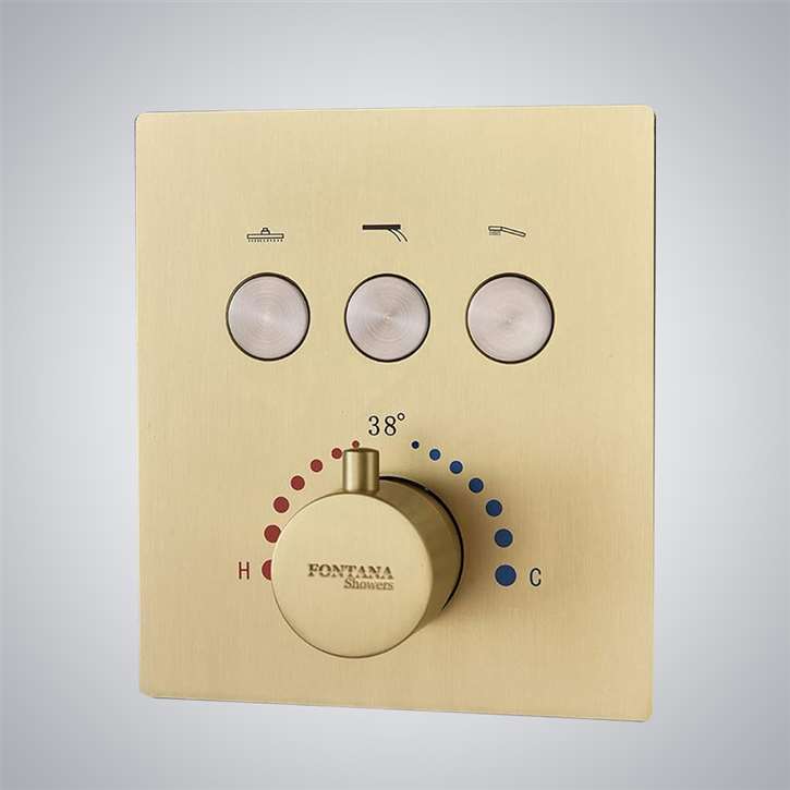 Fontana Lima Brushed Gold Touch Button Thermostatic Mixer