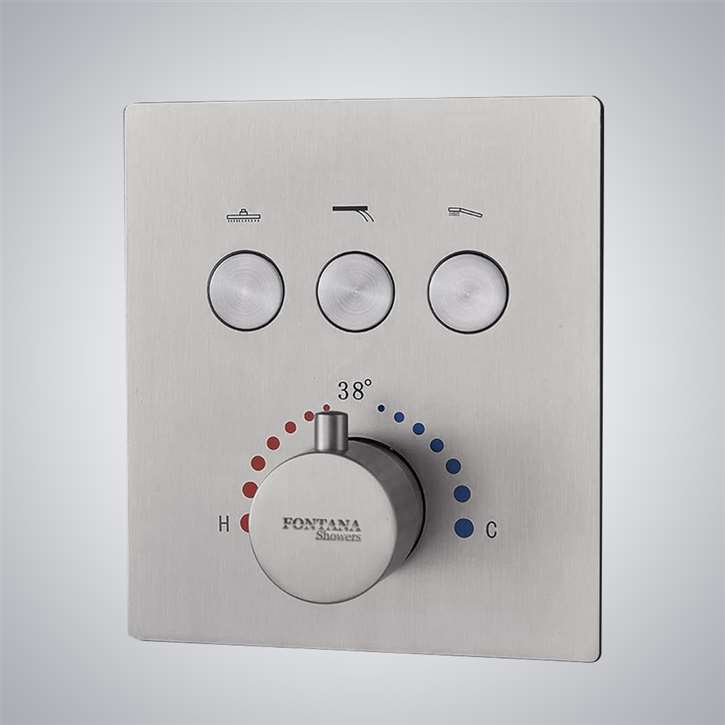 Fontana Lima Brushed Nickel Touch Button Thermostatic Mixer
