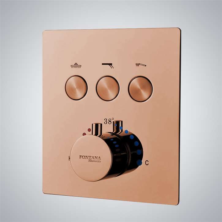 Fontana Lima Rose Gold Touch Button Thermostatic Mixer