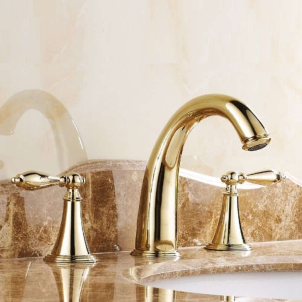 Gold Sink Faucet Sale! Mina Gold Finish Widespread 3 Holes Double
