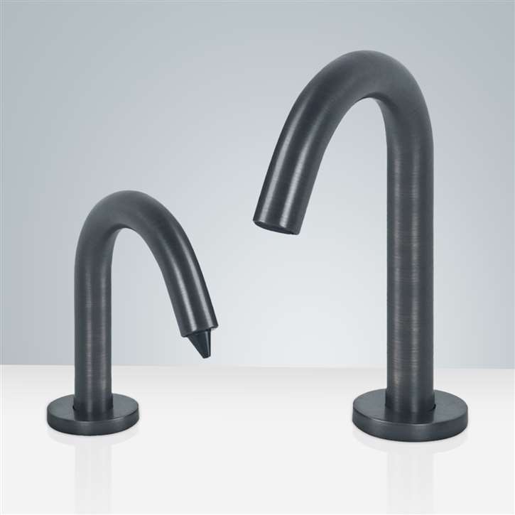Fontana Rio Goose Neck Dark Oil Rubbed Bronze Finish Dual Automatic Commercial Sensor Faucet & Automatic Soap Dispenser