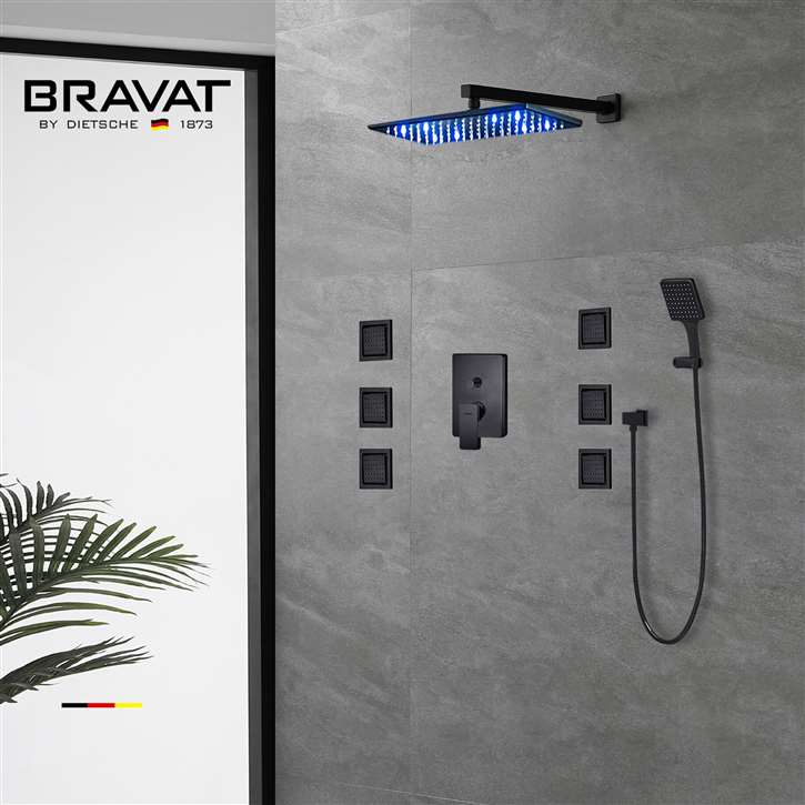 Bravat Matte Black LED Shower System