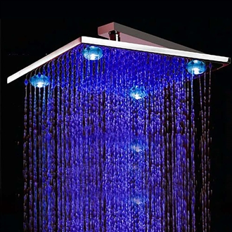 Solid Brass LED Rainfall Showerhead Square