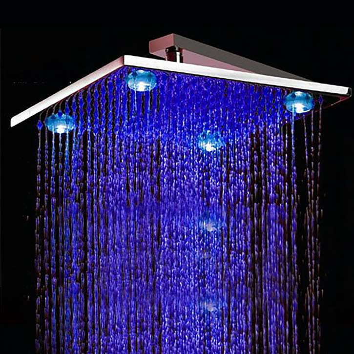 Solid Brass LED Rainfall Showerhead Square