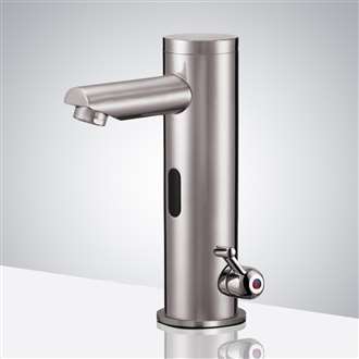 Fontana Brushed Nickel Commercial Temperature Control Touchless Bathroom Faucet with Built-In Mixing Valve