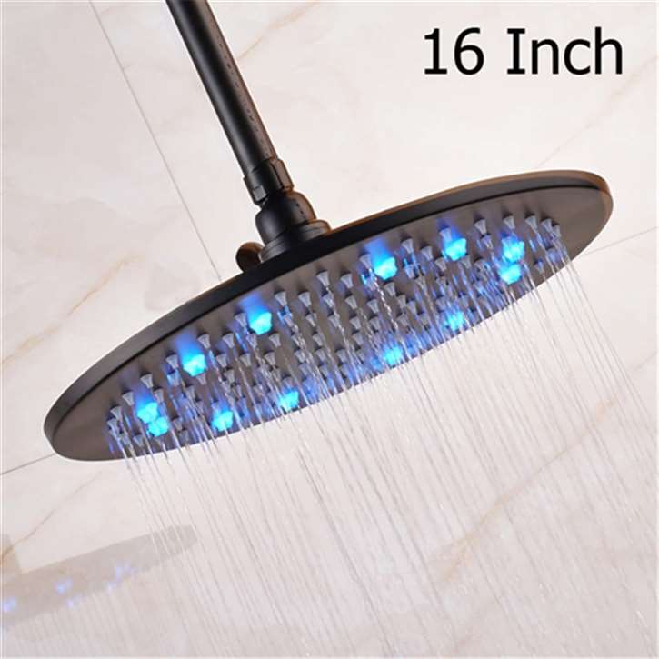 Fontana 16-Inch Oil Rubbed Bronze round LED rainfall shower head