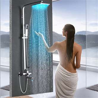 LED Rainfall Shower Head with Handheld Shower and Shower Faucet