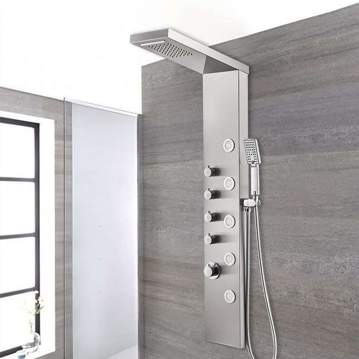 Fontana Shower Panel Tower, Rainfall And Waterfall Wall-Mounted Shower
